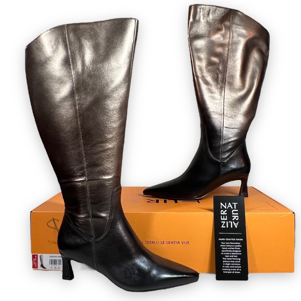 Naturalizer x Live Tinted Deesha Ombre Knee High Boots 8 XW Wide Calf Metallic B